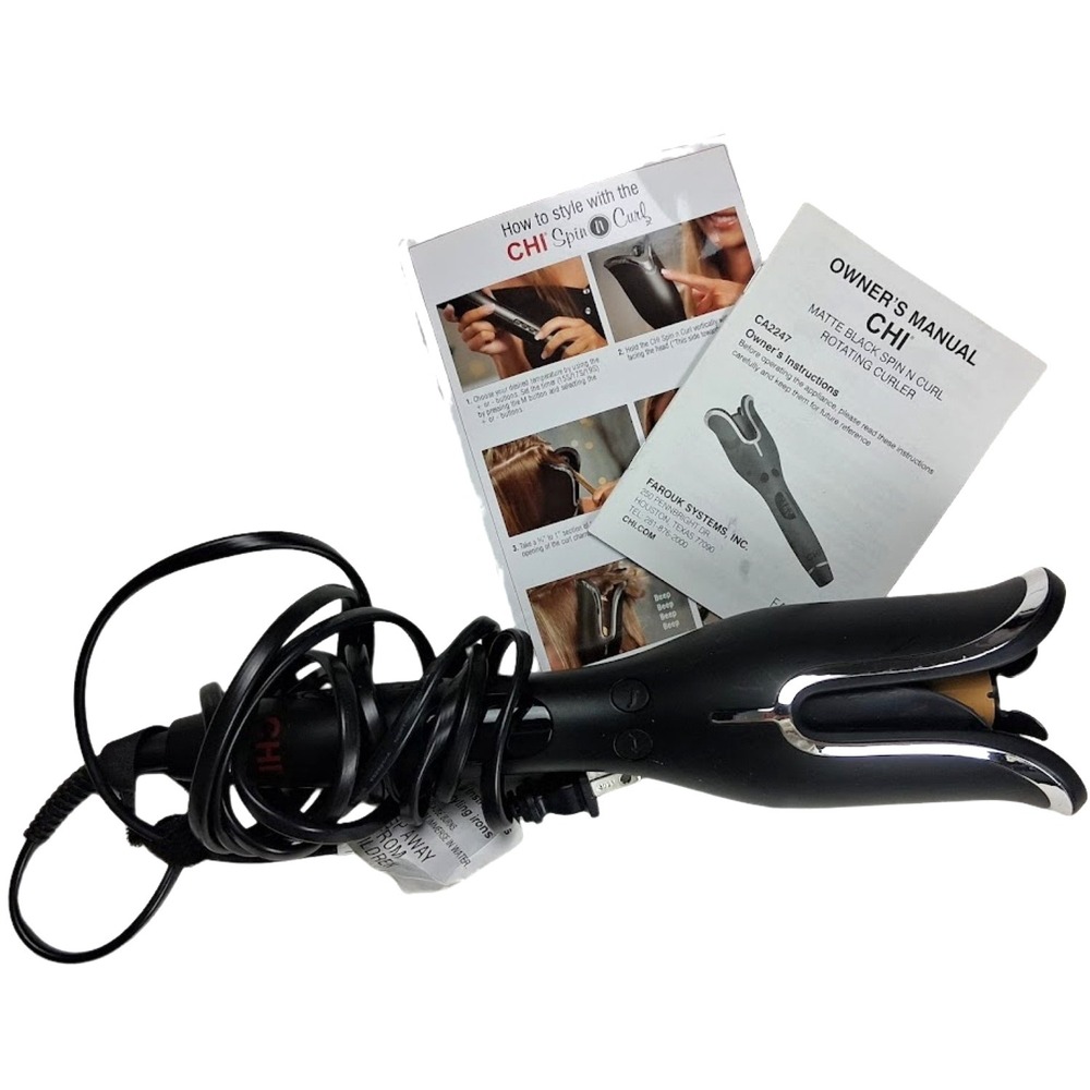 CHI Spin N Curl Ceramic Rotating Hair Curler 1" Matte Black Model CA2247